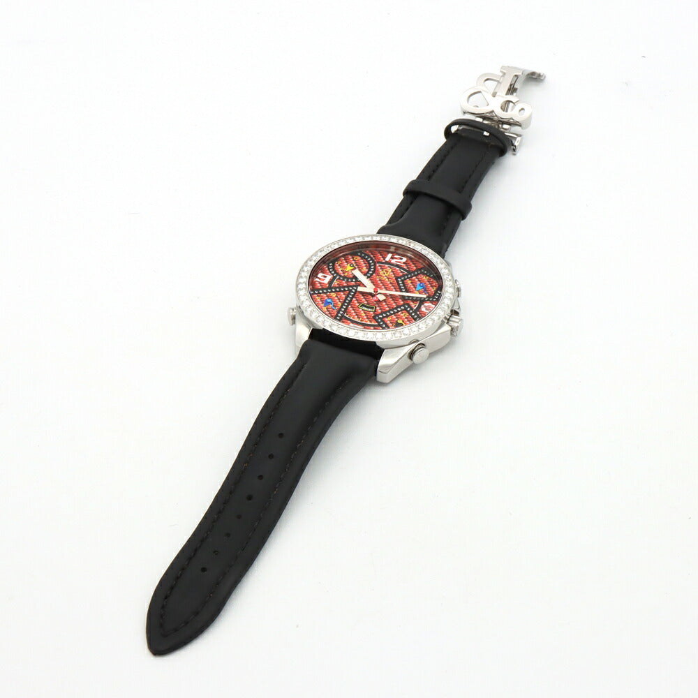 電池交換済 JACOB&Co. ジェイコブ ファイブタイムゾーン ダイヤベゼル A3465 ダイヤモンド デイト オレンジ SS ステンレス 純正ベルト 純正尾錠 メンズ クォーツ 5タイム【6ヶ月保証】【腕時計】【中古】