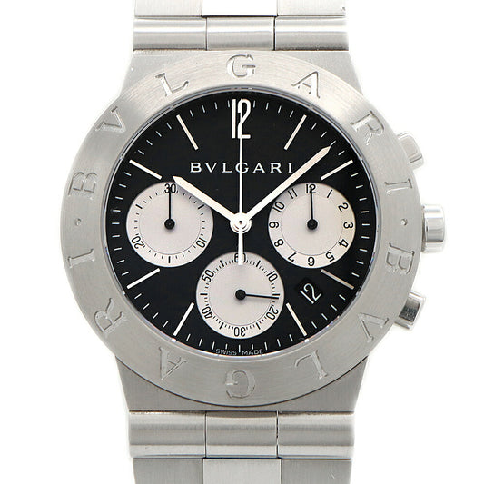 Battery replaced BVLGARI Bvlgari Diagono Sports Chronograph CH35S Date Black SS Stainless Steel Men's Quartz [6 Month Warranty] [Watch] [Used]