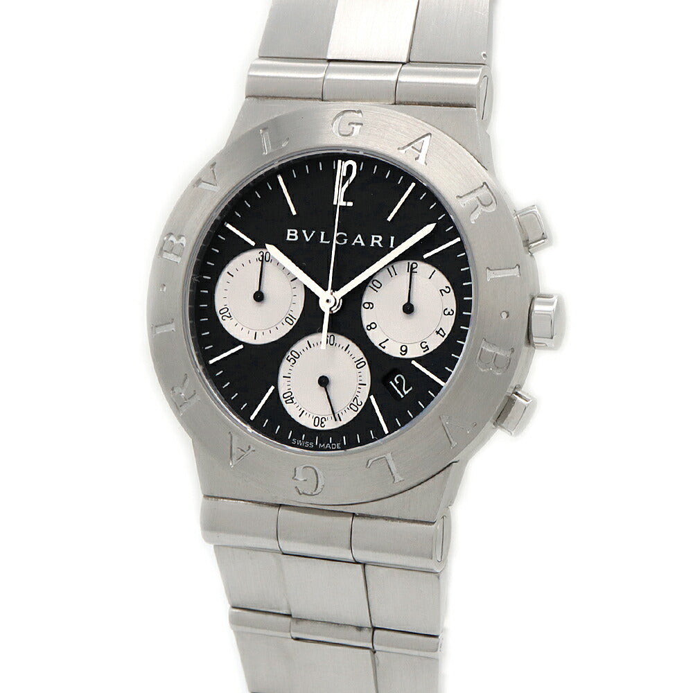 Battery replaced BVLGARI Bvlgari Diagono Sports Chronograph CH35S Date Black SS Stainless Steel Men's Quartz [6 Month Warranty] [Watch] [Used]
