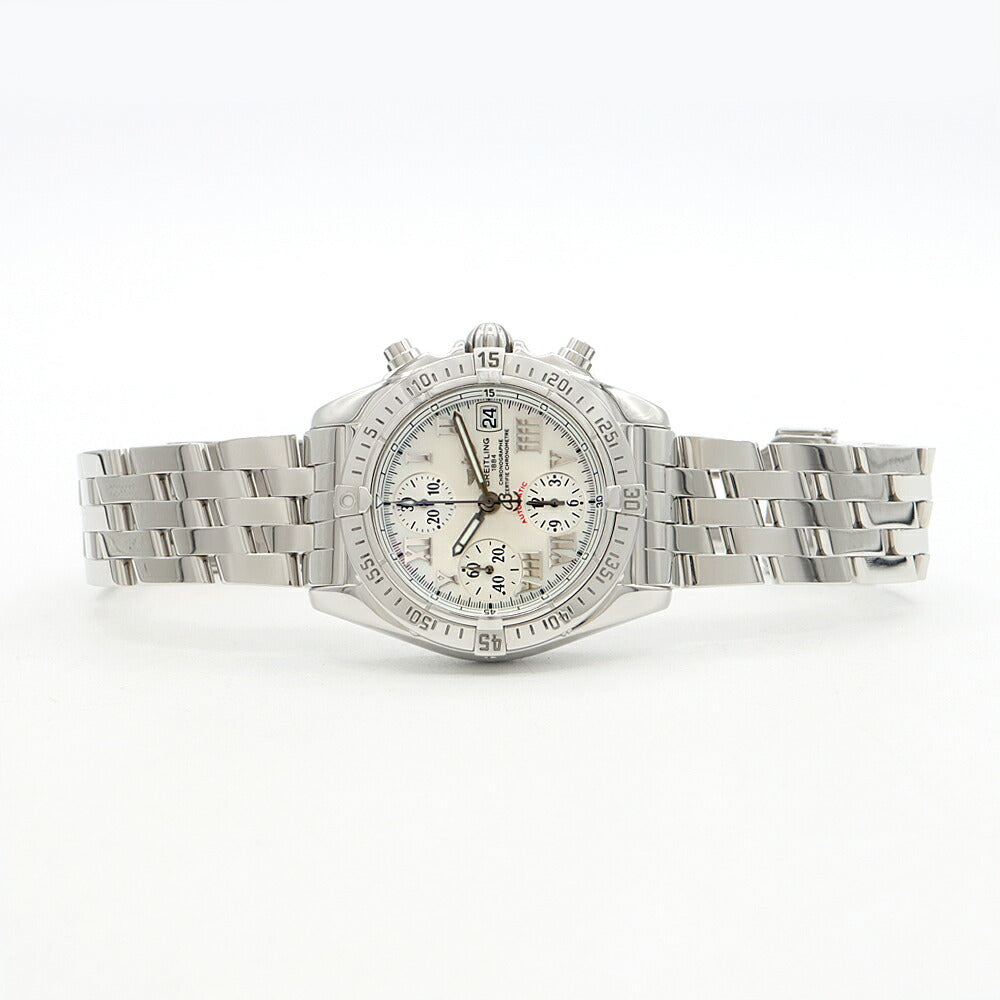 BREITLING ブライトリング クロノコックピット A13358 クロノグラフ 100m防水 デイト 白 ホワイトシェル SS ステンレス メンズ 自動巻き【6ヶ月保証】【腕時計】【中古】