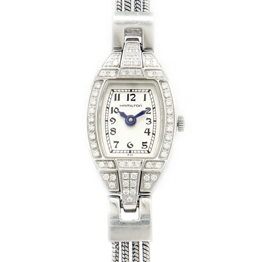 電池交換済 HAMILTON ハミルトン アメリカン クラシック レディハミルトン H311510 ダイヤモンド ダイヤベゼル シルバー レディース クォーツ【6ヶ月保証】【腕時計】【中古】