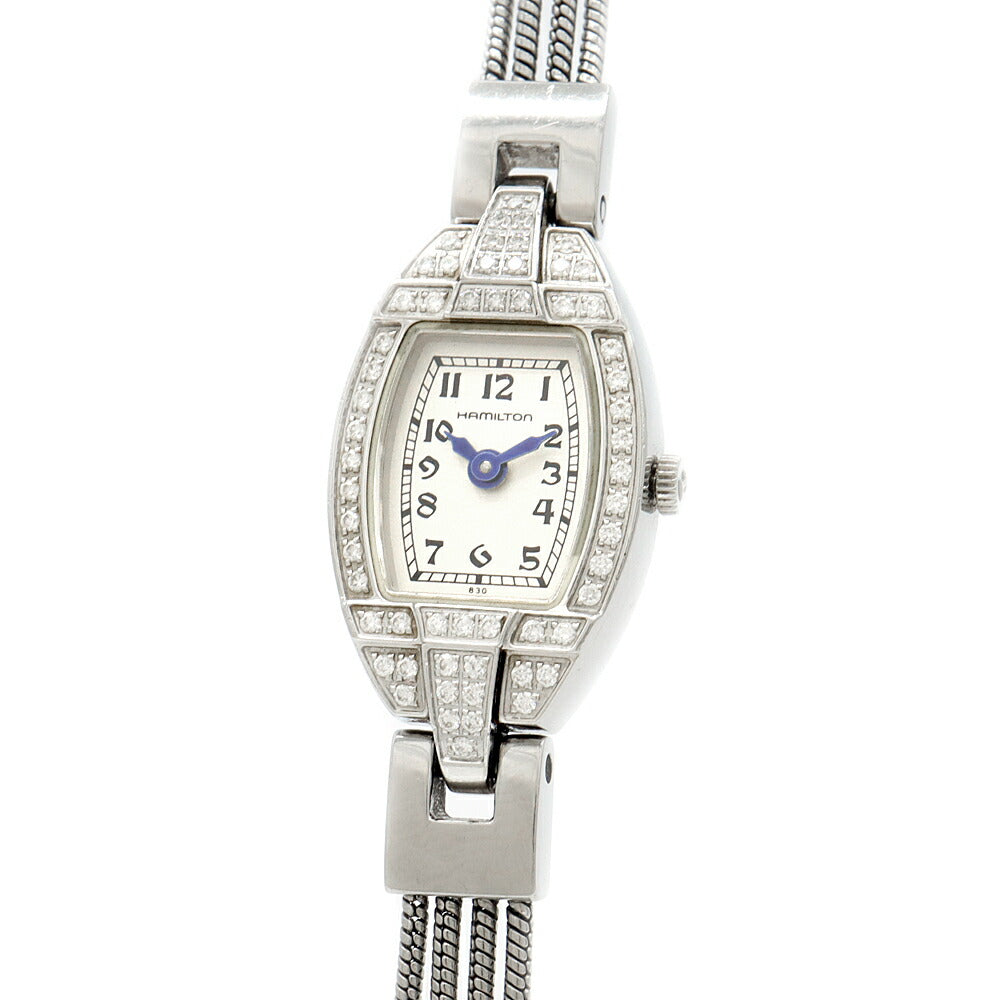 電池交換済 HAMILTON ハミルトン アメリカン クラシック レディハミルトン H311510 ダイヤモンド ダイヤベゼル シルバー レディース クォーツ【6ヶ月保証】【腕時計】【中古】