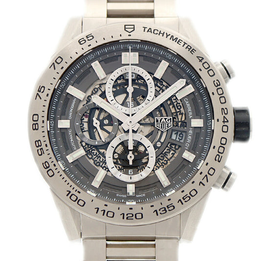 TAG Heuer Tag Heuer Carrera Caliber Heuer 01 Chronograph CAR2A8A BF0707 Date Back Skelton 100m Water Resistant Black Skeleton Ti Titanium Men's Automatic Winding [6 Month Warranty] [Watch] [Used]
