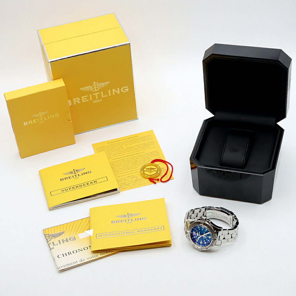 BREITLING ブライトリング スーパーオーシャン A17360 デイト 1500m防水 青 ブルー SS ステンレス メンズ 自動巻き【6ヶ月保証】【腕時計】【中古】