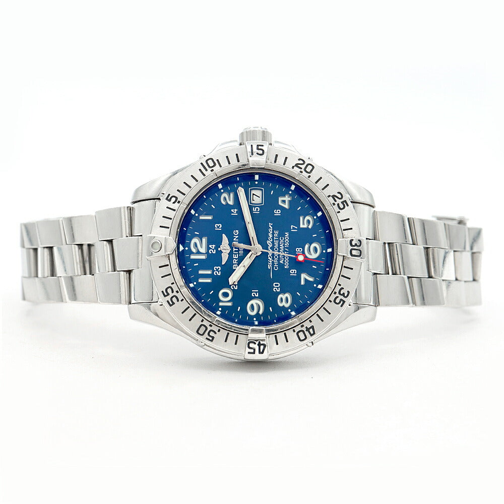 BREITLING ブライトリング スーパーオーシャン A17360 デイト 1500m防水 青 ブルー SS ステンレス メンズ 自動巻き【6ヶ月保証】【腕時計】【中古】