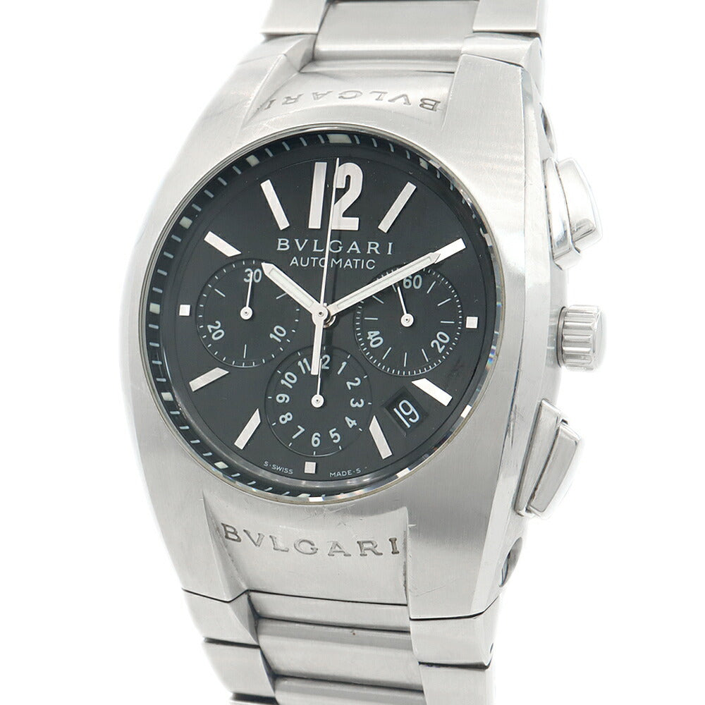 BVLGARI ブルガリ エルゴン クロノグラフ EG40SCH デイト スモールセコンド 黒 ブラック SS ステンレス メンズ 自動巻き【6ヶ月保証】【腕時計】【中古】