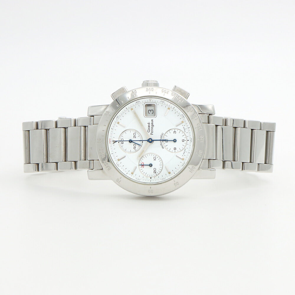 GIRARD PERREGAUX ジラールペルゴ 7500 クロノグラフ デイト 30m防水 白 ホワイト SS ステンレス メンズ 自動巻き【6ヶ月保証】【腕時計】【中古】