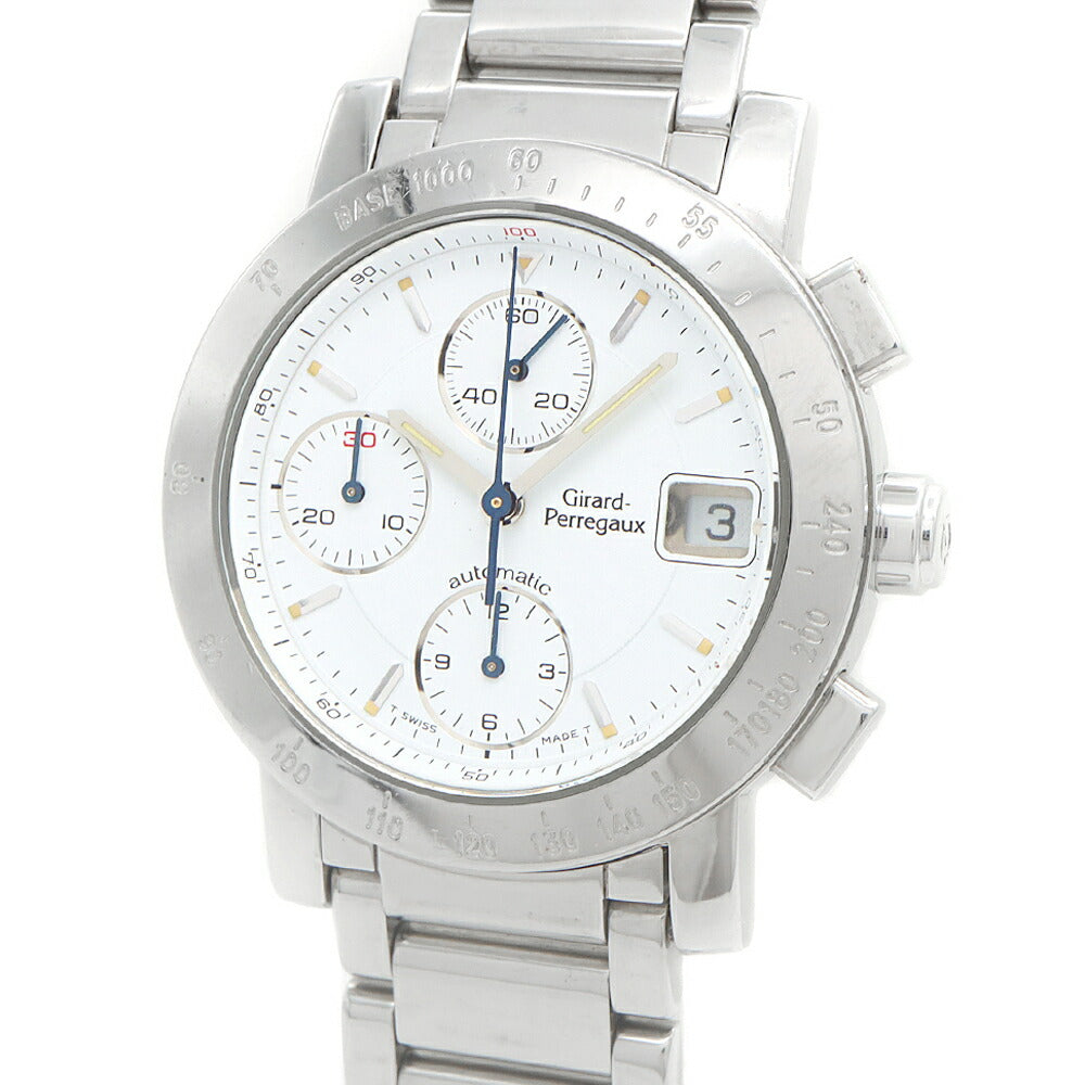 GIRARD PERREGAUX ジラールペルゴ 7500 クロノグラフ デイト 30m防水 白 ホワイト SS ステンレス メンズ 自動巻き【6ヶ月保証】【腕時計】【中古】