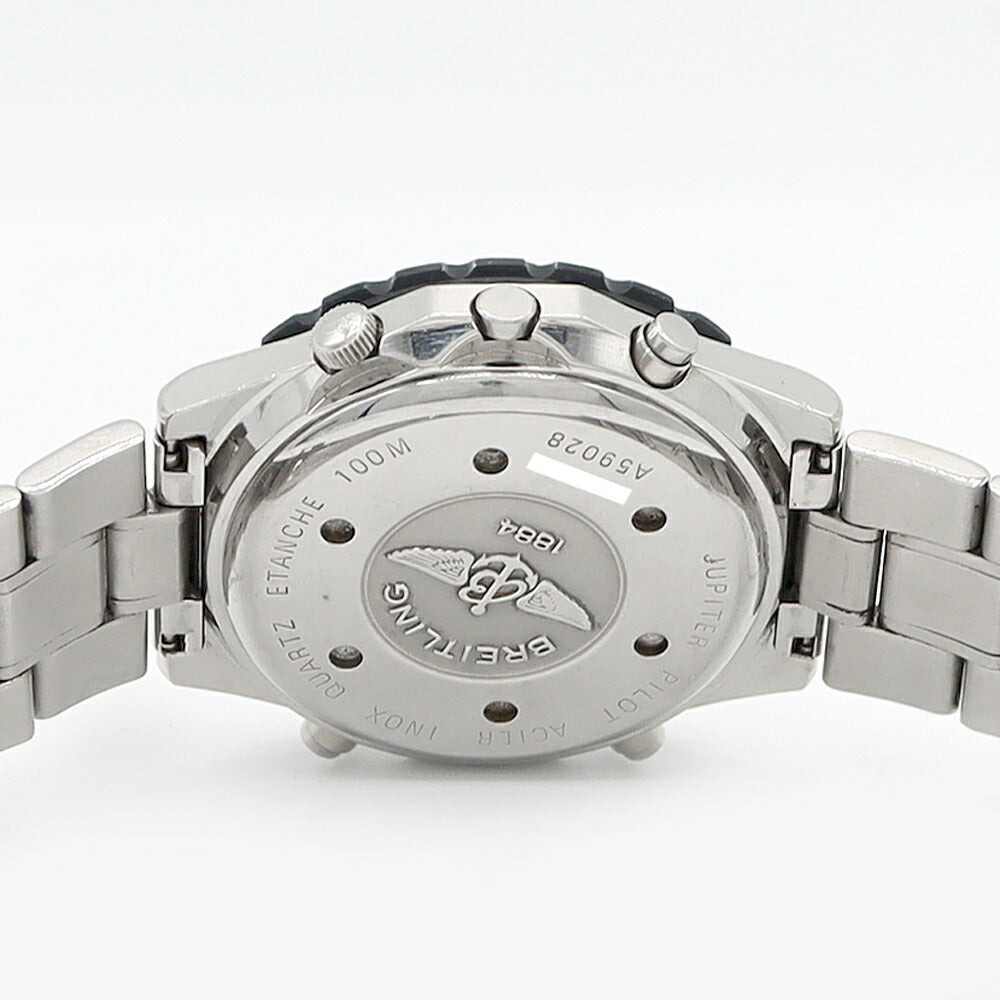 Battery replaced BREITLING Jupiter Pilot A59028 Chronograph Alarm Date 100m Water Resistant Blue SS Stainless Steel Men's Quartz [6 Month Warranty] [Watch] [Used]