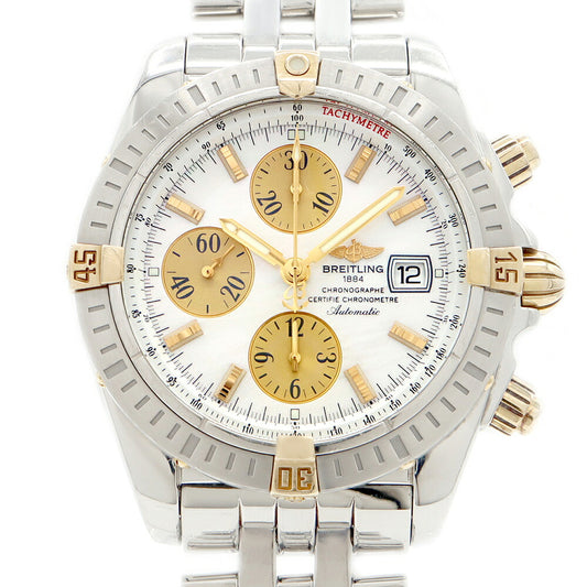 BREITLING Chronomat Evolution Bicolo B13356 Chronograph 300m Water Resistant Date White White Shell SS Stainless Steel YG Yellow Gold Combi Men's Automatic Winding [6 Month Warranty] [Watch] [Used]