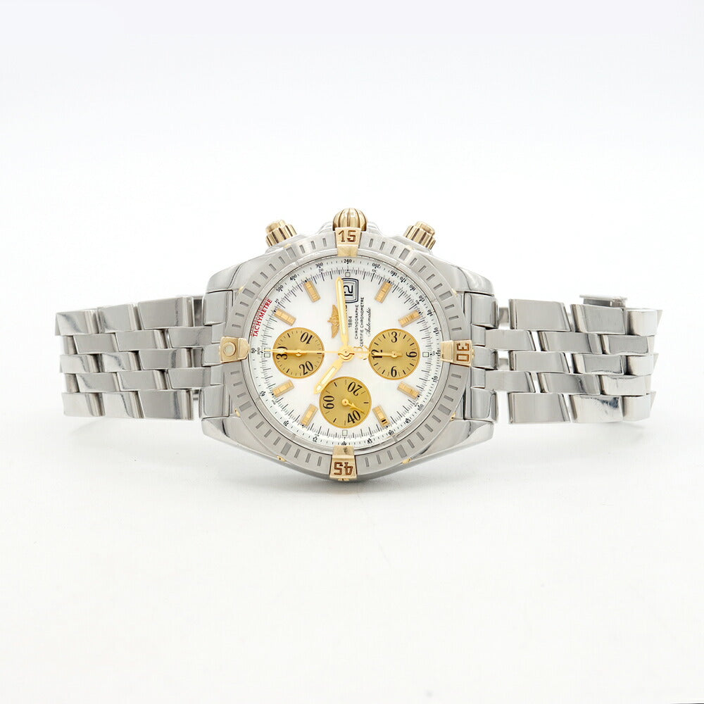 BREITLING ブライトリング クロノマット エボリューション ビコロ B13356 クロノグラフ 300m防水 デイト 白 ホワイトシェル SS ステンレス YG イエローゴールド コンビ メンズ 自動巻き【6ヶ月保証】【腕時計】【中古】