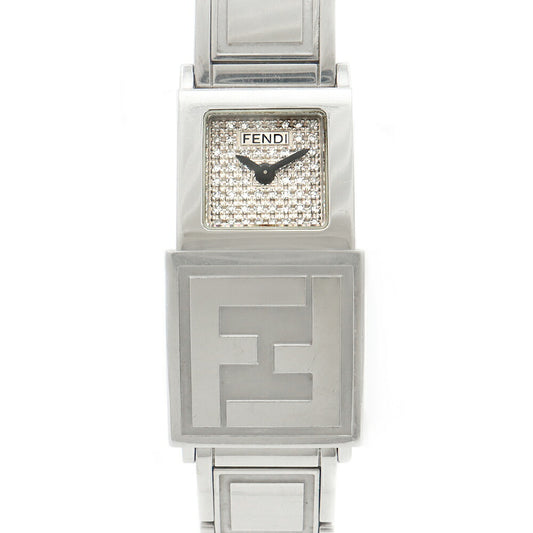 Battery replaced FENDI Secret 2 Time Zone 5500L Pave Diamond Genuine Diamond Black SS Stainless Steel Ladies Quartz [6 Month Warranty] [Watch] [Used]