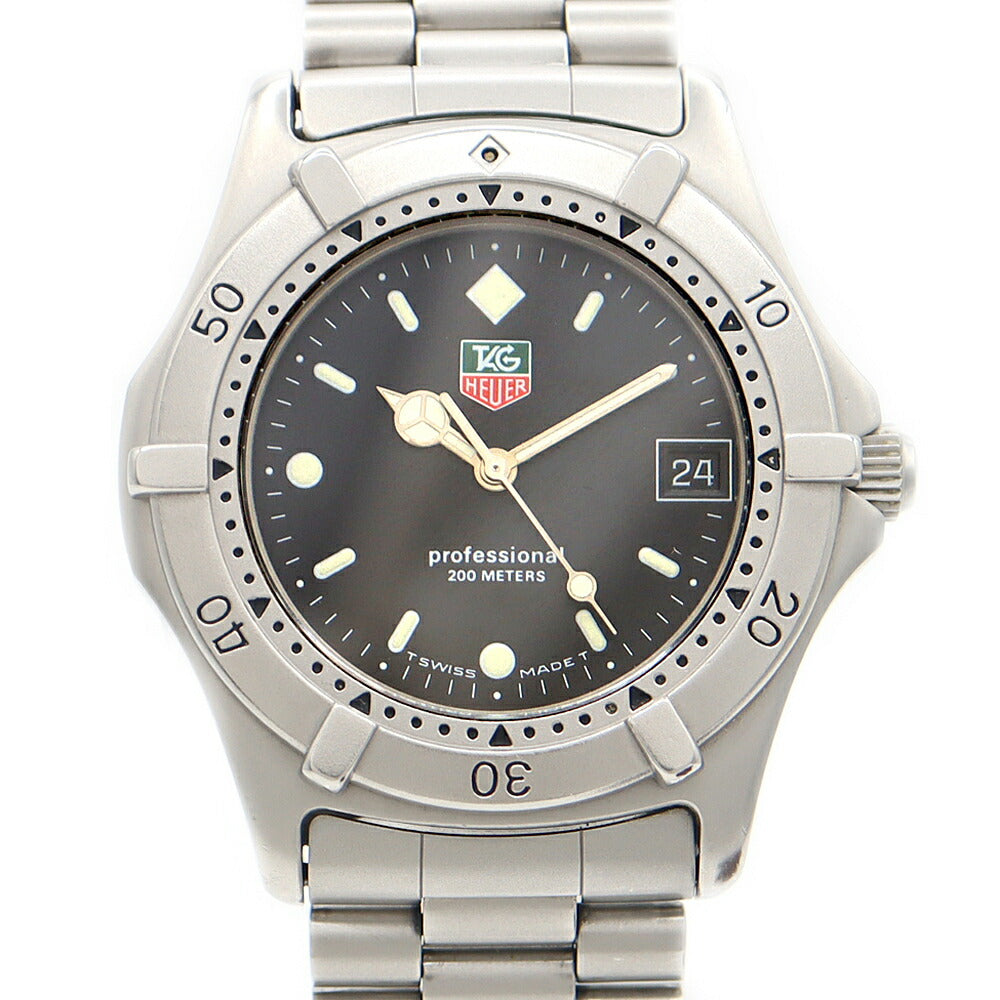電池交換済 TAG Heuer タグホイヤー プロフェッショナル 962.006F 200m防水 デイト 黒 ブラック SS ステンレス メンズ クォーツ【6ヶ月保証】【腕時計】【中古】
