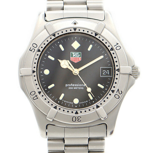 電池交換済 TAG Heuer タグホイヤー プロフェッショナル 962.006F 200m防水 デイト 黒 ブラック SS ステンレス メンズ クォーツ【6ヶ月保証】【腕時計】【中古】