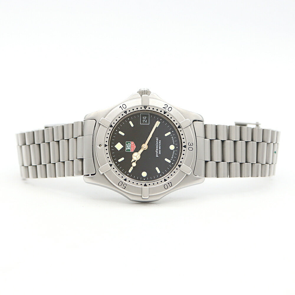 電池交換済 TAG Heuer タグホイヤー プロフェッショナル 962.006F 200m防水 デイト 黒 ブラック SS ステンレス メンズ クォーツ【6ヶ月保証】【腕時計】【中古】
