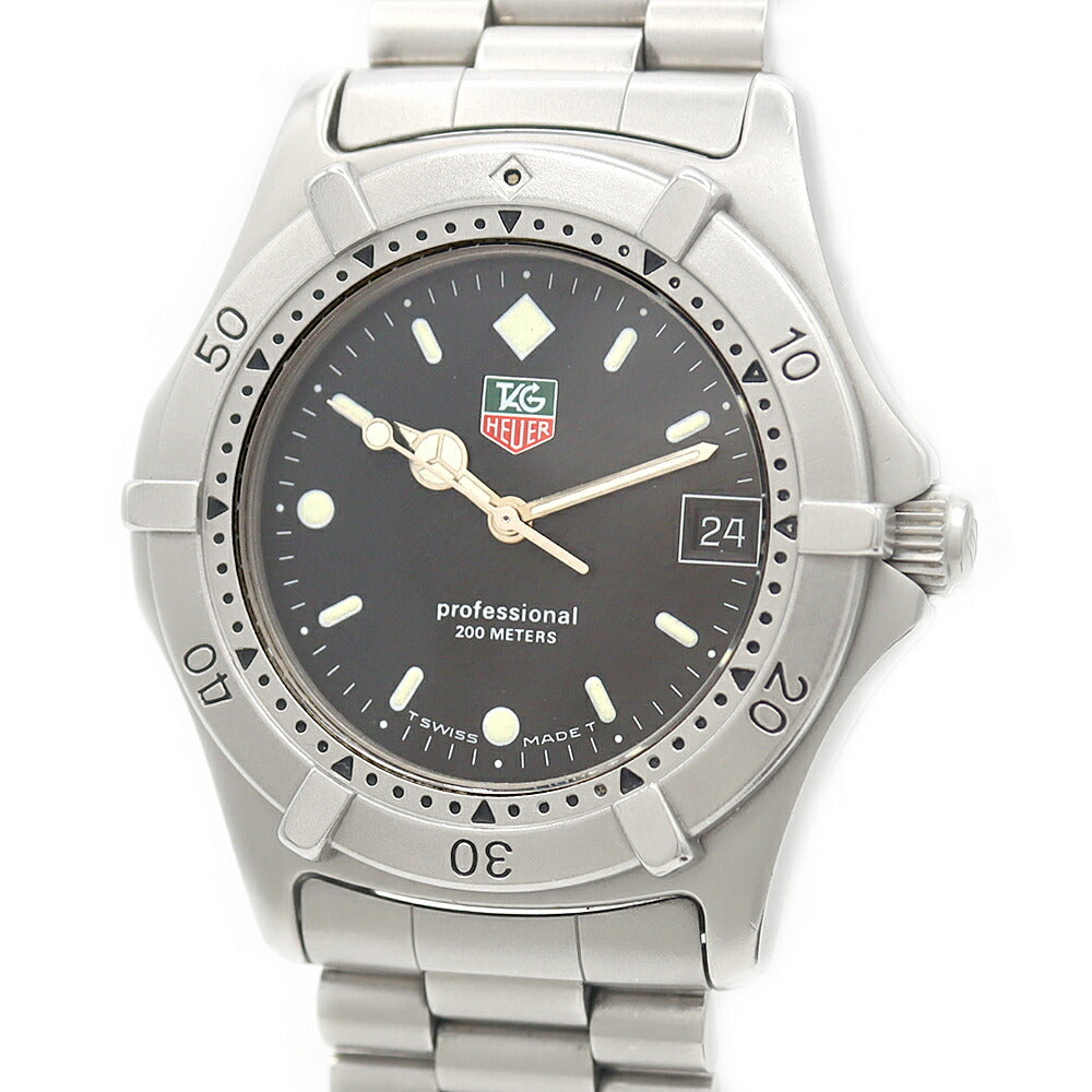 電池交換済 TAG Heuer タグホイヤー プロフェッショナル 962.006F 200m防水 デイト 黒 ブラック SS ステンレス メンズ クォーツ【6ヶ月保証】【腕時計】【中古】