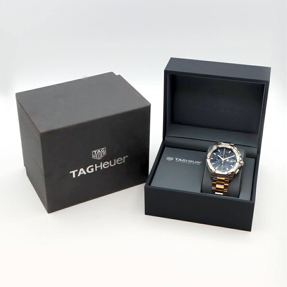 Internally inspected TAG Heuer Aquaracer Caliber 16 Chronograph CAY2112 Date Small Second 300m Water Resistant Blue SS Stainless Steel Men's Automatic Winding [6 Month Warranty] [Watch] [Used]