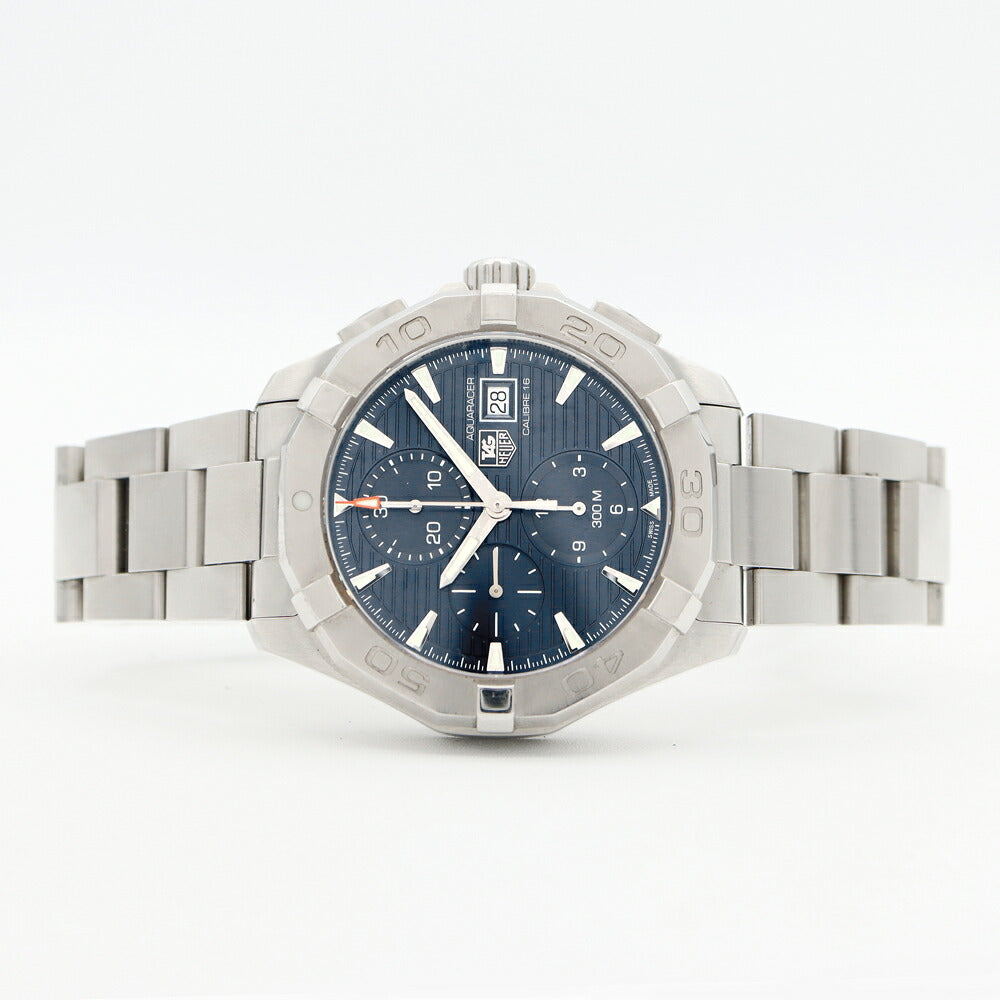Internally inspected TAG Heuer Aquaracer Caliber 16 Chronograph CAY2112 Date Small Second 300m Water Resistant Blue SS Stainless Steel Men's Automatic Winding [6 Month Warranty] [Watch] [Used]