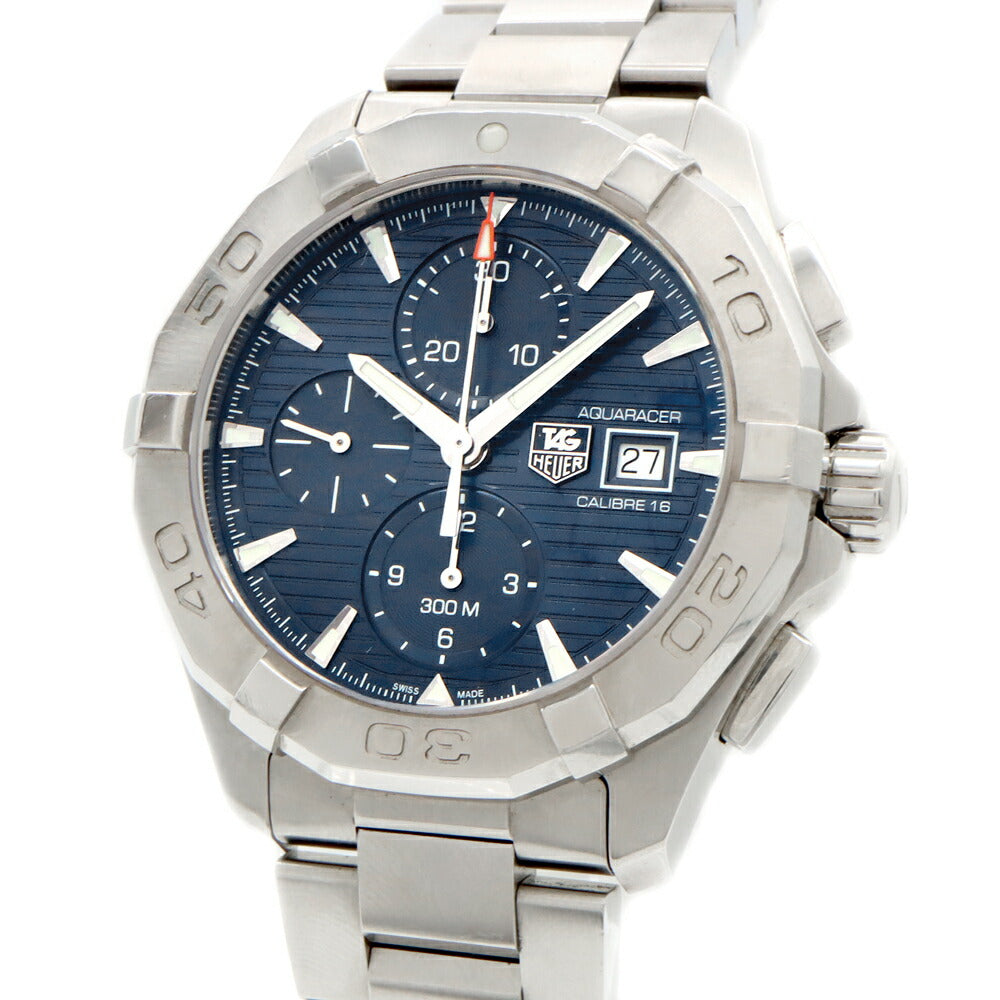 Internally inspected TAG Heuer Aquaracer Caliber 16 Chronograph CAY2112 Date Small Second 300m Water Resistant Blue SS Stainless Steel Men's Automatic Winding [6 Month Warranty] [Watch] [Used]
