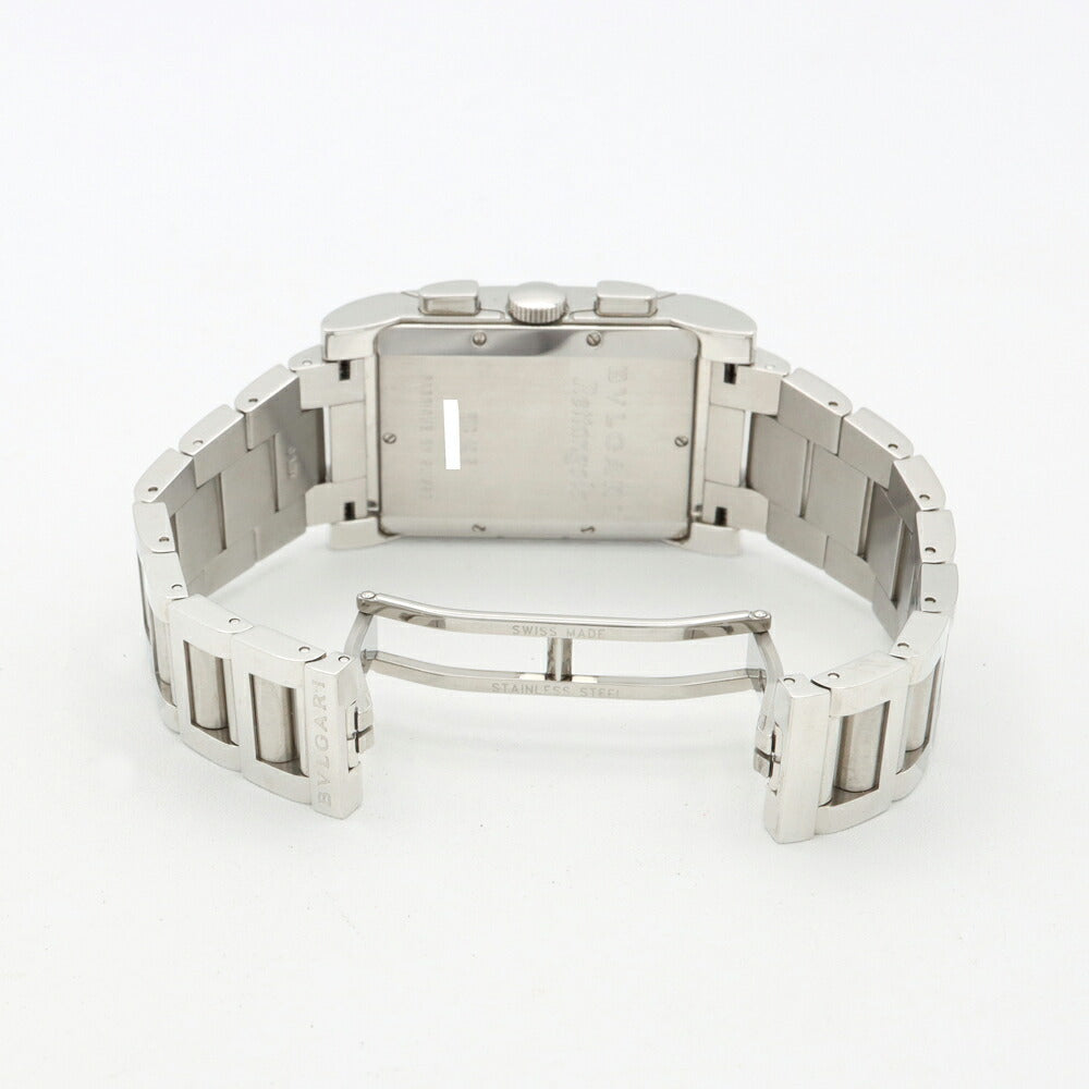 電池交換済 BVLGARI ブルガリ レッタンゴロ クロノグラフ RTC49S デイト スモールセコンド 黒 ブラック SS ステンレス メンズ クォーツ【6ヶ月保証】【腕時計】【中古】