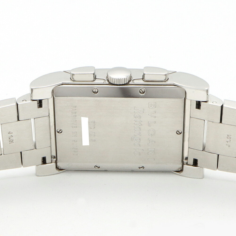電池交換済 BVLGARI ブルガリ レッタンゴロ クロノグラフ RTC49S デイト スモールセコンド 黒 ブラック SS ステンレス メンズ クォーツ【6ヶ月保証】【腕時計】【中古】