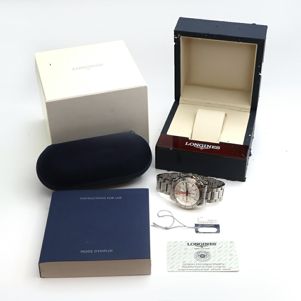 Internally inspected LONGINES Admiral GMT Chronograph L3.670.4 100m Water Resistant Date White SS Stainless Steel Men's Automatic Winding [6 Month Warranty] [Watch] [Used]