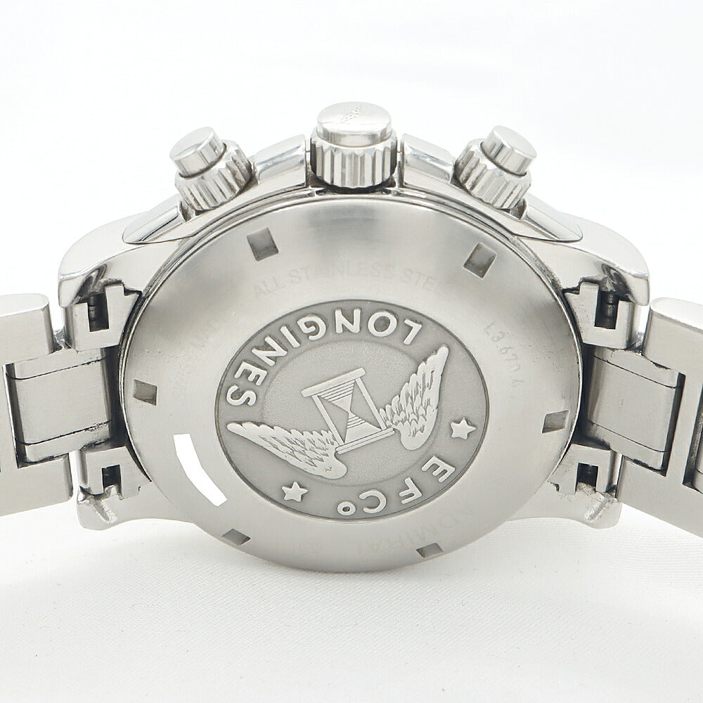 Internally inspected LONGINES Admiral GMT Chronograph L3.670.4 100m Water Resistant Date White SS Stainless Steel Men's Automatic Winding [6 Month Warranty] [Watch] [Used]
