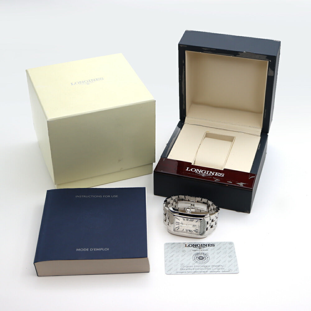 電池交換済 LONGINES ロンジン ドルチェヴィータ L5.686.4.71.6 デイト シルバー SS ステンレス メンズ クォーツ【6ヶ月保証】【腕時計】【中古】