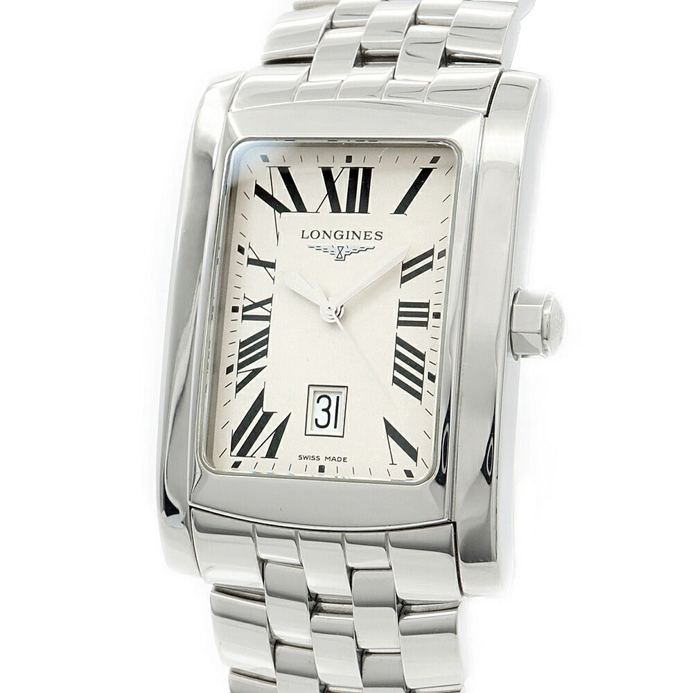 電池交換済 LONGINES ロンジン ドルチェヴィータ L5.686.4.71.6 デイト シルバー SS ステンレス メンズ クォーツ【6ヶ月保証】【腕時計】【中古】