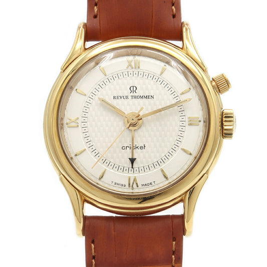 REVUE THOMMEN Cricket 8022002 Alarm 30m Water Resistant Silver YGP Yellow Gold SS Stainless Steel Genuine Buckle Men's Manual Winding [3 Month Warranty] [Watch] [Used]