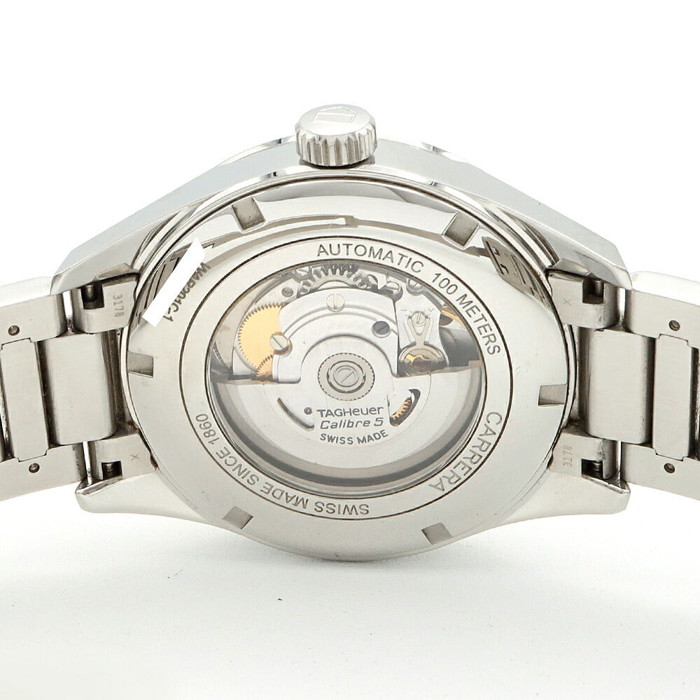 内部点検済 TAG Heuer タグホイヤー カレラ キャリバー5 デイデイト WAR201C-1 100m防水 裏スケ 黒 ブラック SS ステンレス メンズ 自動巻き【6ヶ月保証】【腕時計】【中古】