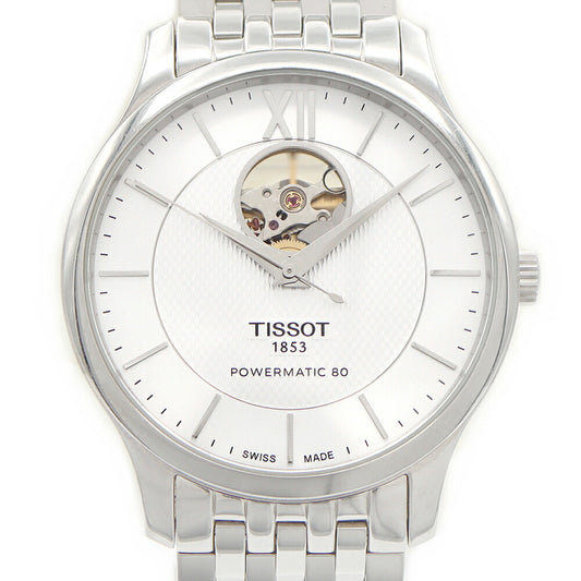 TISSOT Tissot Tradition Automatic Open Heart T063907A 30m Waterproof Back Sketch Silver SS Stainless Steel Men's Automatic Winding [6 Month Warranty] [Watch] [Used]