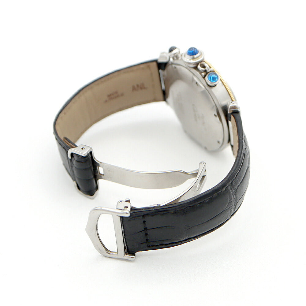 電池交換済 Cartier カルティエ パシャ プロンジャー クロノグラフ 38mm W3101155 デイト 100m防水 スモールセコンド YG イエローゴールド SS ステンレス 純正ベルト 純正尾錠 メンズ クォーツ【6ヶ月保証】【腕時計】【中古】
