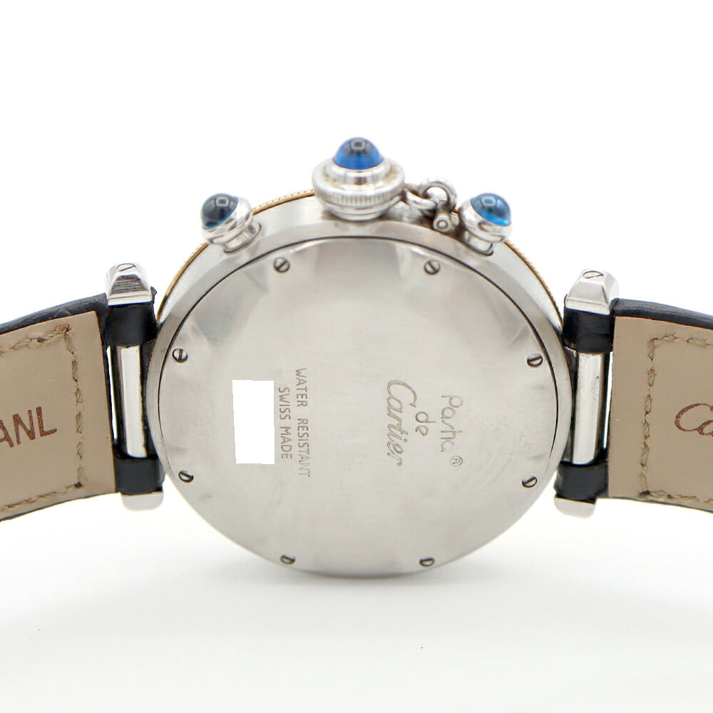 電池交換済 Cartier カルティエ パシャ プロンジャー クロノグラフ 38mm W3101155 デイト 100m防水 スモールセコンド YG イエローゴールド SS ステンレス 純正ベルト 純正尾錠 メンズ クォーツ【6ヶ月保証】【腕時計】【中古】