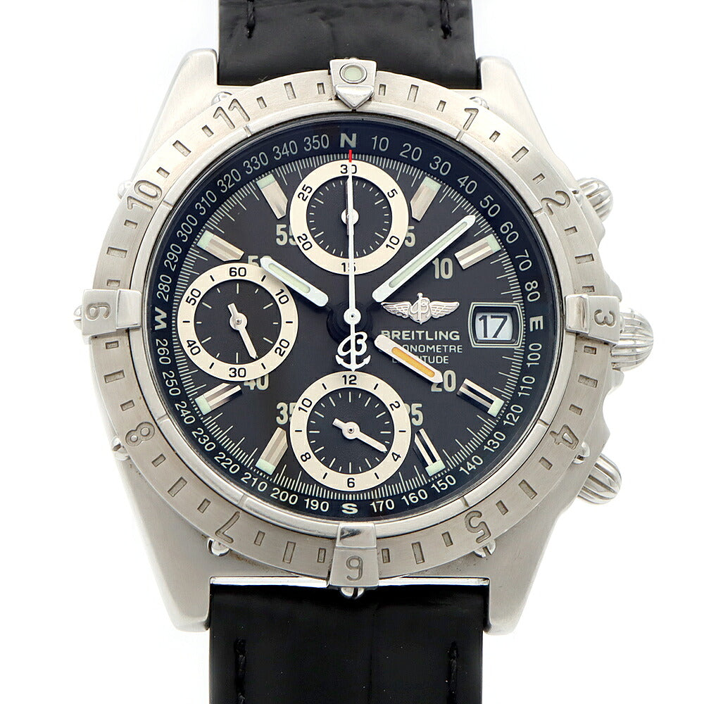 内部点検済 BREITLING ブライトリング クロノマットGMT ロンジチュード A20348 クロノグラフ デイト 100m防水 グレー SS ステンレス 純正尾錠 メンズ 自動巻き【6ヶ月保証】【腕時計】【中古】