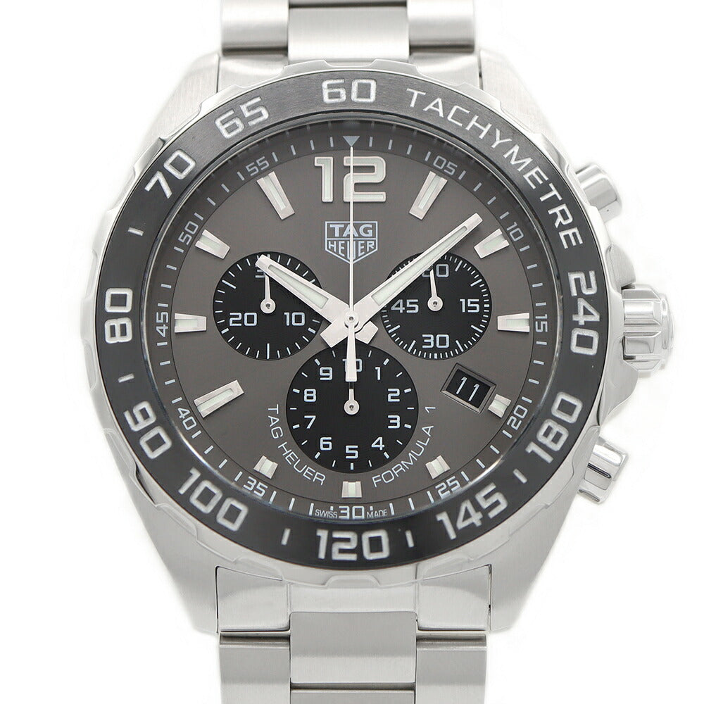 電池交換済 TAG Heuer タグホイヤー フォーミュラ1 クロノグラフ CAZ1011 BA0842 200m防水 デイト グレー CE セラミック SS ステンレス メンズ クォーツ フォーミュラー1【6ヶ月保証】【腕時計】【中古】