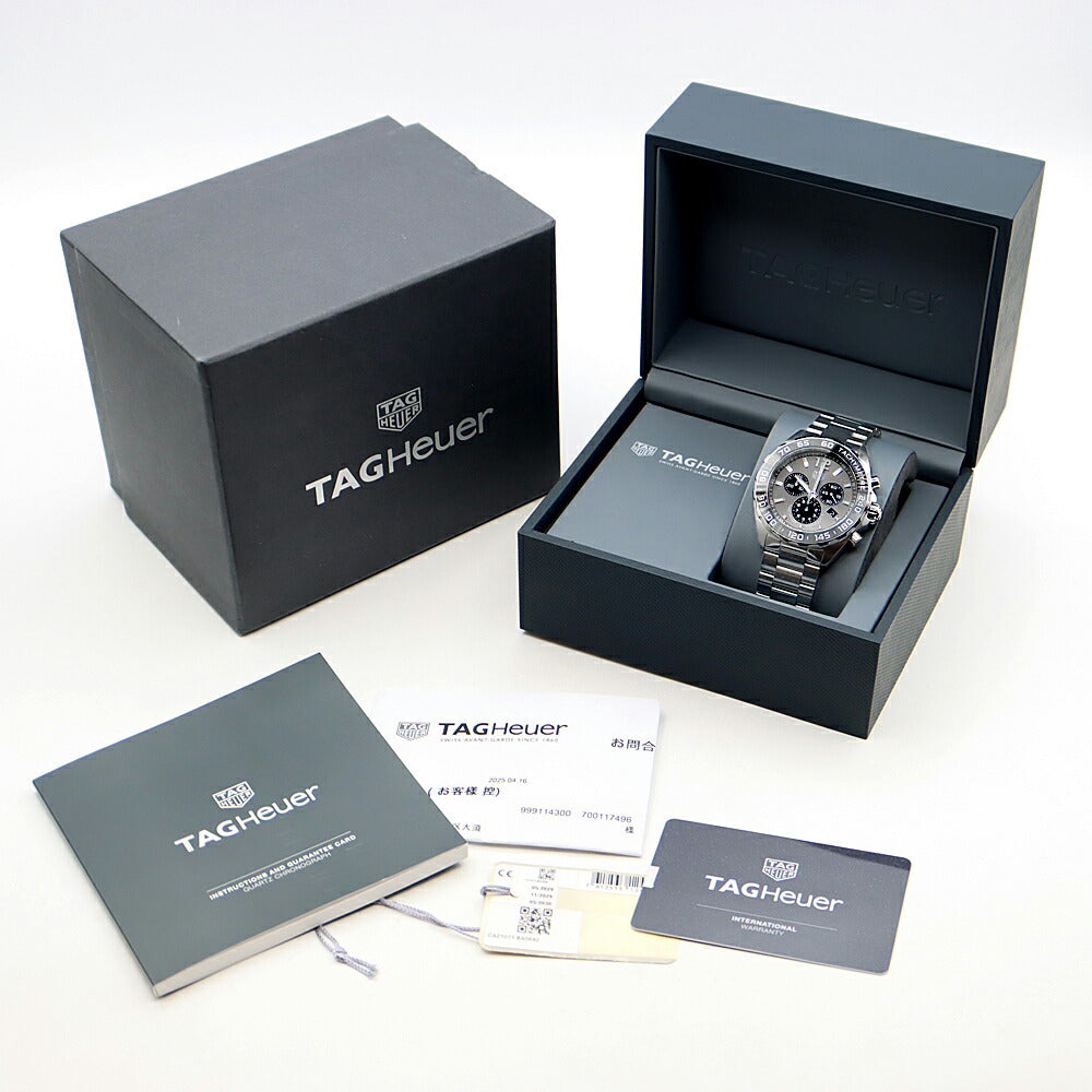 電池交換済 TAG Heuer タグホイヤー フォーミュラ1 クロノグラフ CAZ1011 BA0842 200m防水 デイト グレー CE セラミック SS ステンレス メンズ クォーツ フォーミュラー1【6ヶ月保証】【腕時計】【中古】