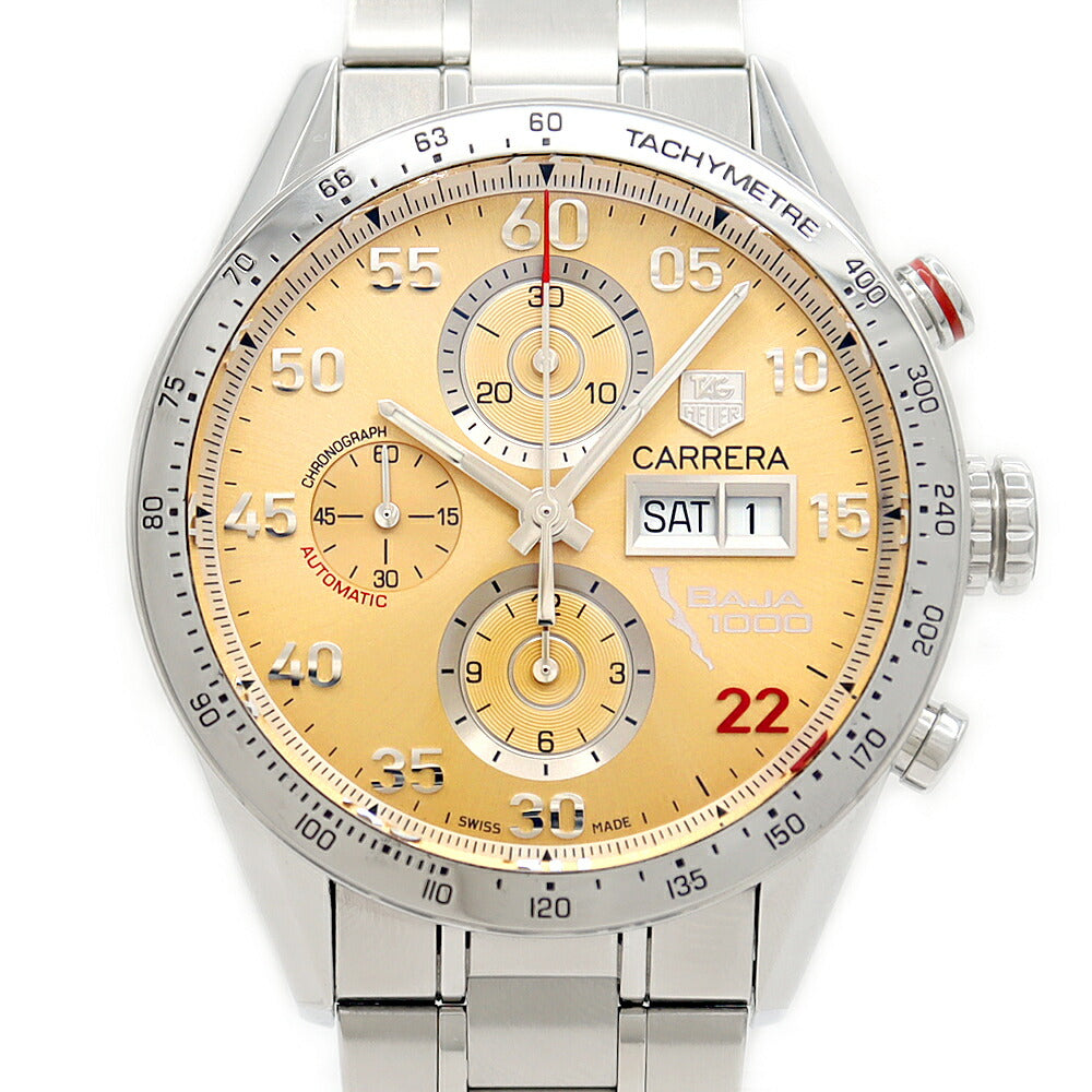 TAG Heuer タグホイヤー カレラ キャリバー16 バハ カリフォルニア クロノグラフ 日本400本限定 CV2A1H BA0796 デイデイト 100m防水 裏スケ サンドベージュ SS ステンレス メンズ 自動巻き【6ヶ月保証】【腕時計】【中古】