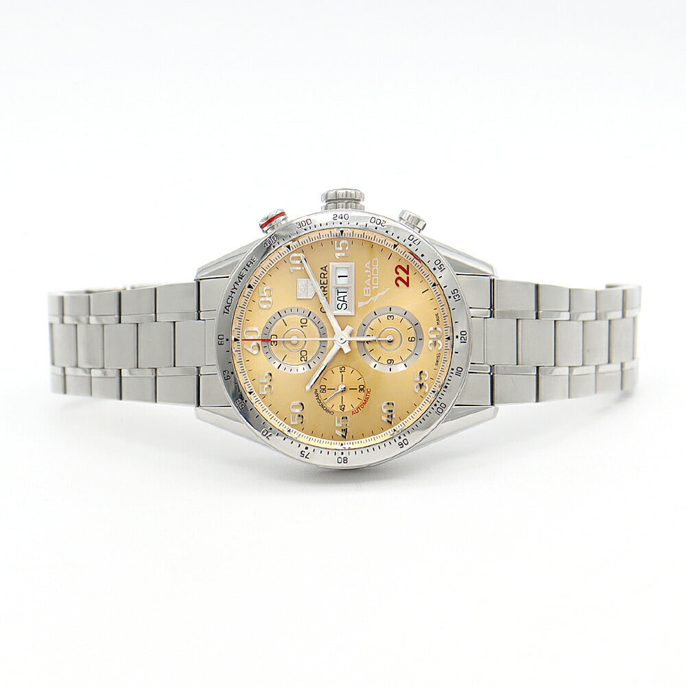 TAG Heuer タグホイヤー カレラ キャリバー16 バハ カリフォルニア クロノグラフ 日本400本限定 CV2A1H BA0796 デイデイト 100m防水 裏スケ サンドベージュ SS ステンレス メンズ 自動巻き【6ヶ月保証】【腕時計】【中古】