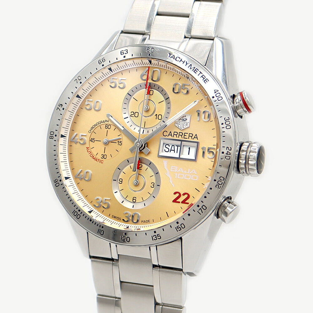 TAG Heuer タグホイヤー カレラ キャリバー16 バハ カリフォルニア クロノグラフ 日本400本限定 CV2A1H BA0796 デイデイト 100m防水 裏スケ サンドベージュ SS ステンレス メンズ 自動巻き【6ヶ月保証】【腕時計】【中古】