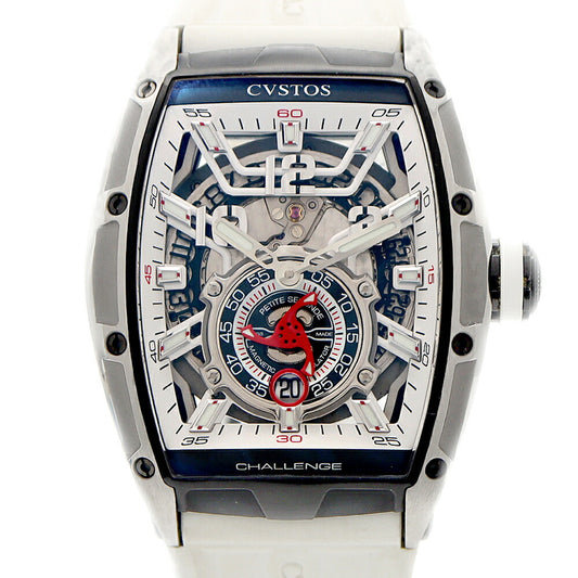 CVSTOS Challenge Jetliner II CVT-JET2-PS Date White White Skeleton Ti Titanium Genuine Belt Genuine Buckle Men's Automatic Winding [6 Month Warranty] [Watch] [Used]