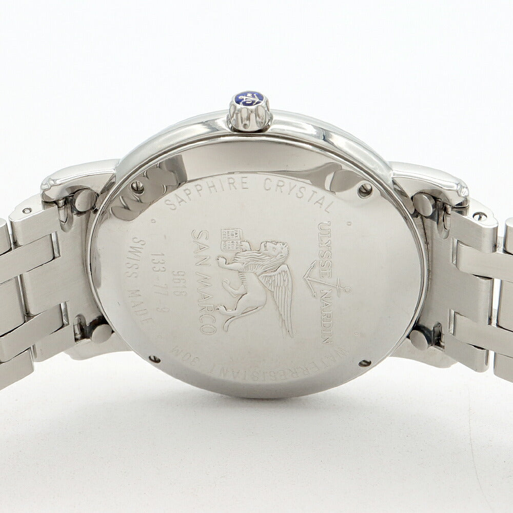 ULYSSE NARDIN ユリスナルダン サンマルコ クロノメーター 133-77-9 デイト 30m防水 青 ブルー SS ステンレス メンズ 自動巻き【6ヶ月保証】【腕時計】【中古】