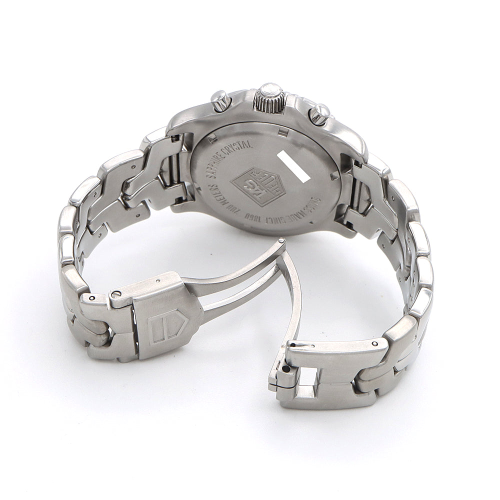 電池交換済 TAG Heuer タグホイヤー リンク シーレーサー クロノグラフ CT1115 BA0551 デイト 200m防水 紺 ネイビー SS ステンレス メンズ クォーツ【6ヶ月保証】【腕時計】【中古】