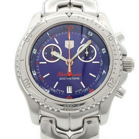 電池交換済 TAG Heuer タグホイヤー リンク シーレーサー クロノグラフ CT1115 BA0551 デイト 200m防水 紺 ネイビー SS ステンレス メンズ クォーツ【6ヶ月保証】【腕時計】【中古】