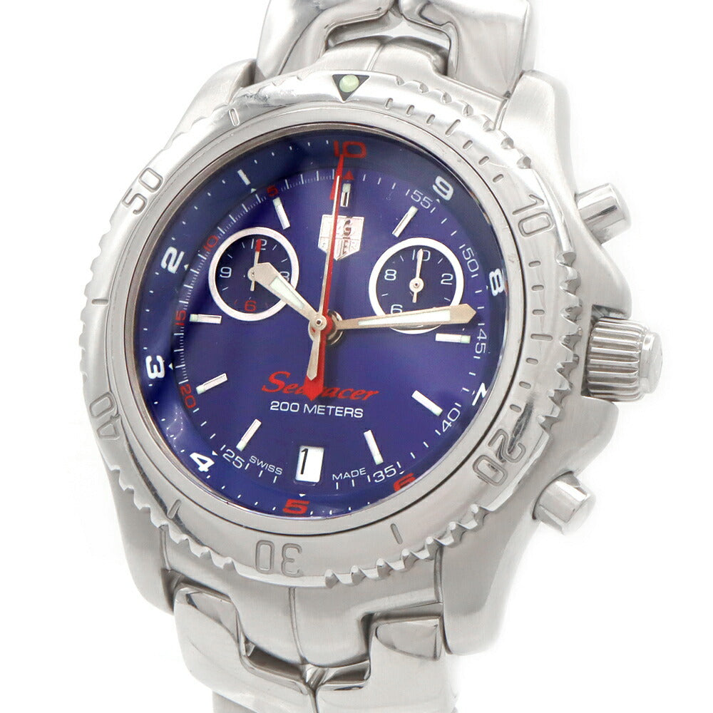 電池交換済 TAG Heuer タグホイヤー リンク シーレーサー クロノグラフ CT1115 BA0551 デイト 200m防水 紺 ネイビー SS ステンレス メンズ クォーツ【6ヶ月保証】【腕時計】【中古】
