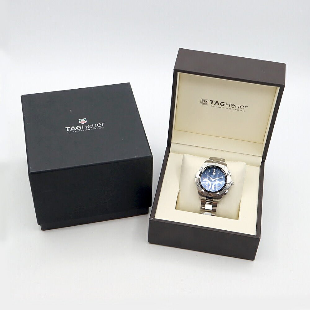 電池交換済 TAG Heuer タグホイヤー ニューアクアレーサー キャリバーS CAF7010 クロノグラフ 300m防水 タキメーター 黒 ブラック SS ステンレス メンズ クォーツ【6ヶ月保証】【腕時計】【中古】