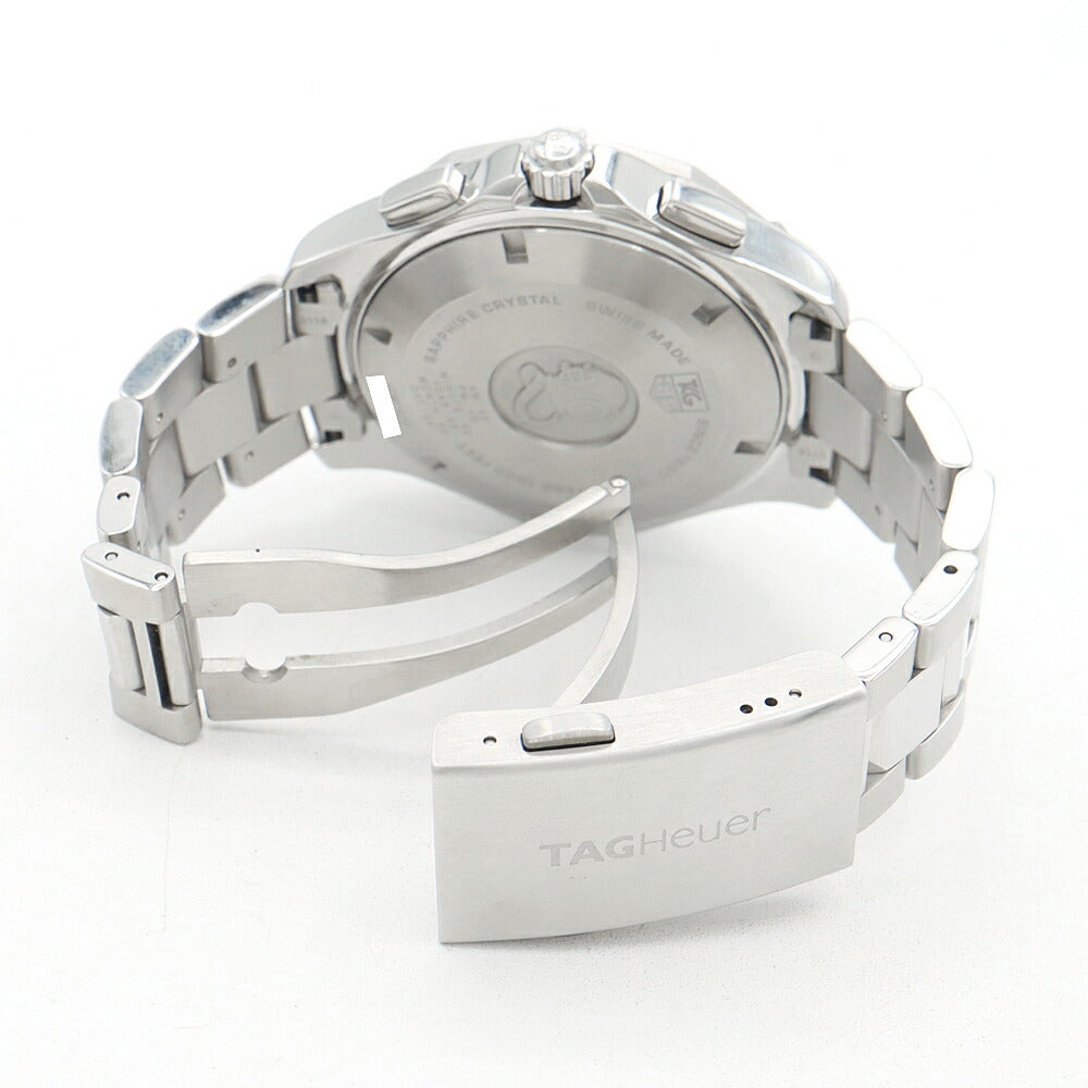 電池交換済 TAG Heuer タグホイヤー ニューアクアレーサー キャリバーS CAF7010 クロノグラフ 300m防水 タキメーター 黒 ブラック SS ステンレス メンズ クォーツ【6ヶ月保証】【腕時計】【中古】