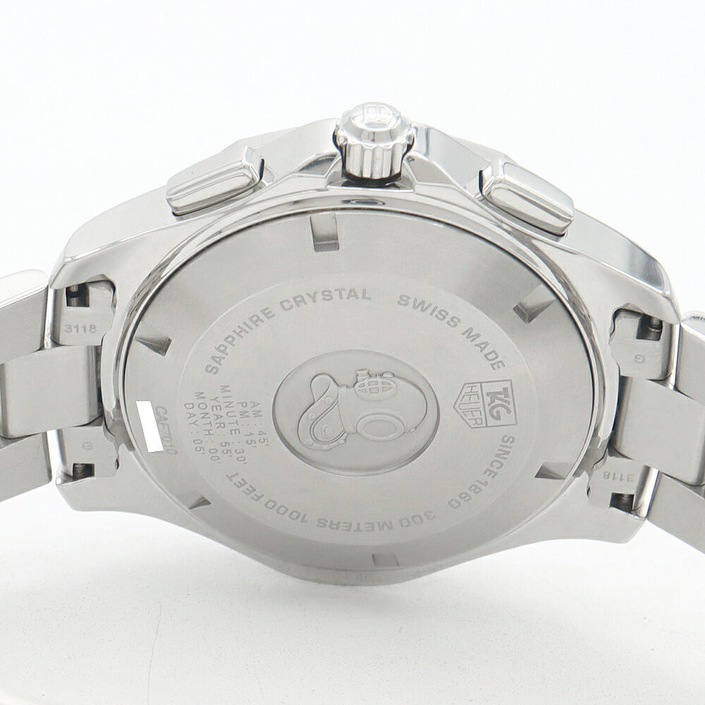 電池交換済 TAG Heuer タグホイヤー ニューアクアレーサー キャリバーS CAF7010 クロノグラフ 300m防水 タキメーター 黒 ブラック SS ステンレス メンズ クォーツ【6ヶ月保証】【腕時計】【中古】