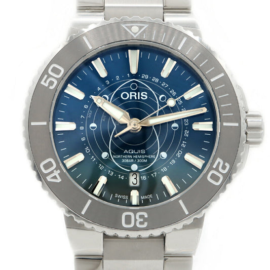 内部点検済 ORIS オリス アクイス ダットワット リミテッドエディション 世界2009個限定 7765 4185 デイト 300m防水 青 ブルー SS ステンレス メンズ 自動巻き【6ヶ月保証】【腕時計】【中古】
