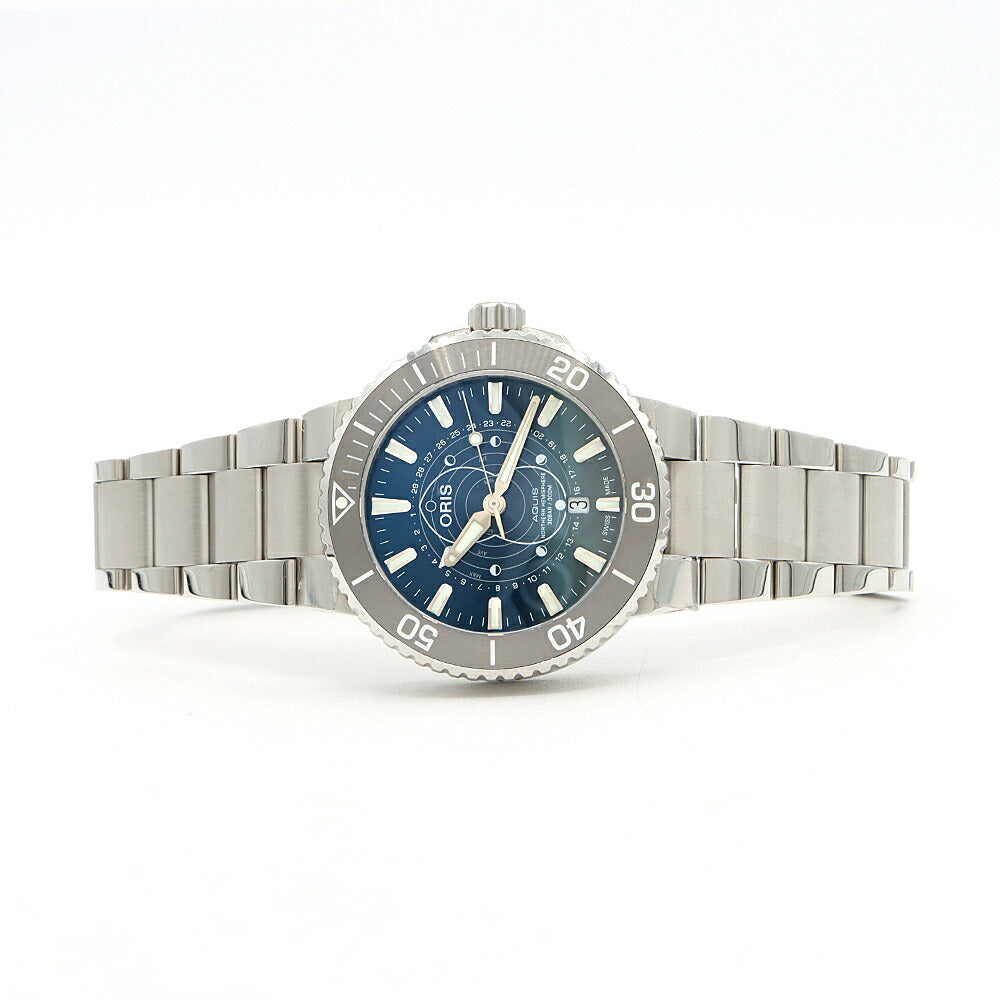 内部点検済 ORIS オリス アクイス ダットワット リミテッドエディション 世界2009個限定 7765 4185 デイト 300m防水 青 ブルー SS ステンレス メンズ 自動巻き【6ヶ月保証】【腕時計】【中古】